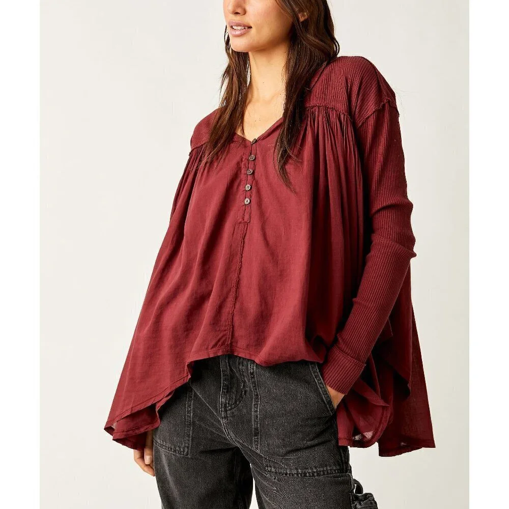 Free People Red Tunic Top